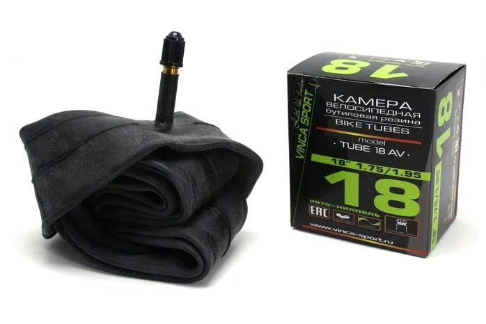 Камера Vinca Sport 18x1,75/1,95, бутиловая резина, автониппель Камера Vinca Sport 18x1,75/1,95, бутиловая резина, автониппель