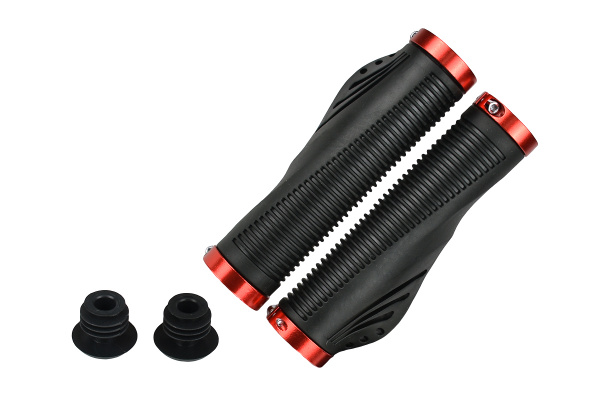 Грипсы MTB VDG8003 (ST-8003), 135мм, анатомические, с 2 грипстопами, под шестигранник, черно-красные